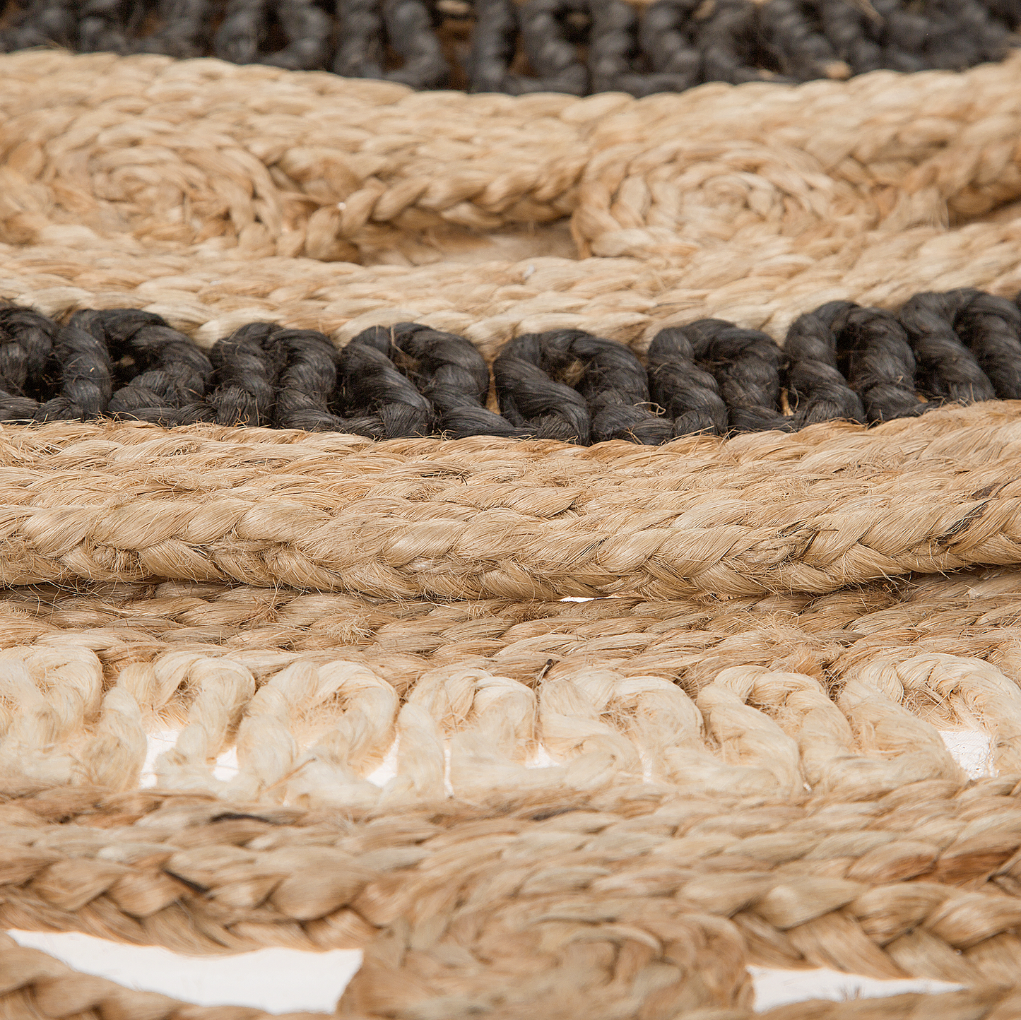 Teppich Jute beige / schwarz ⌀ 140 cm Kurzflor GOYNE