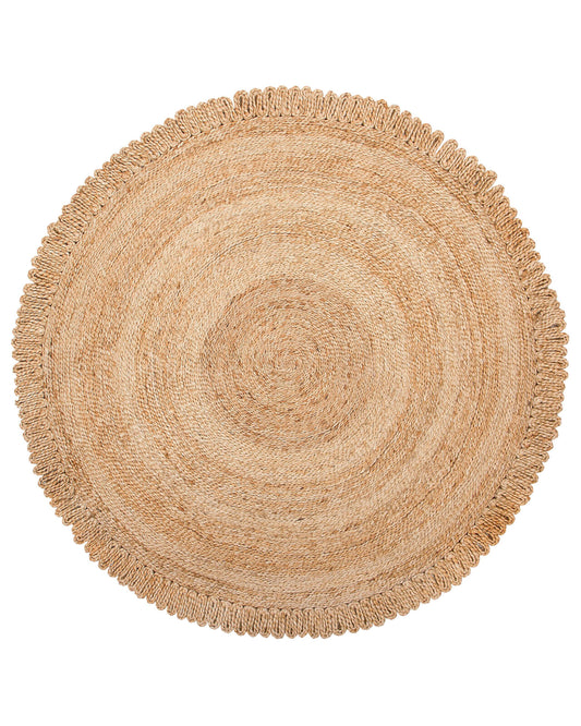 Teppich Jute beige ⌀ 140 cm Kurzflor ERENCE