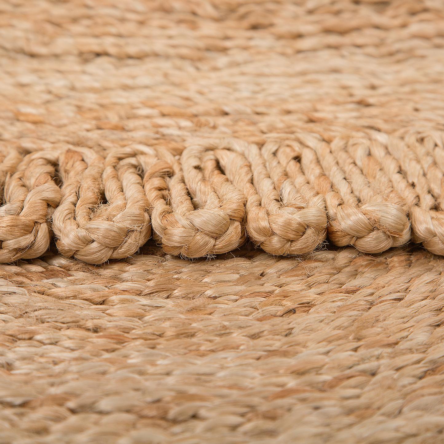 Teppich Jute beige ⌀ 140 cm Kurzflor ERENCE