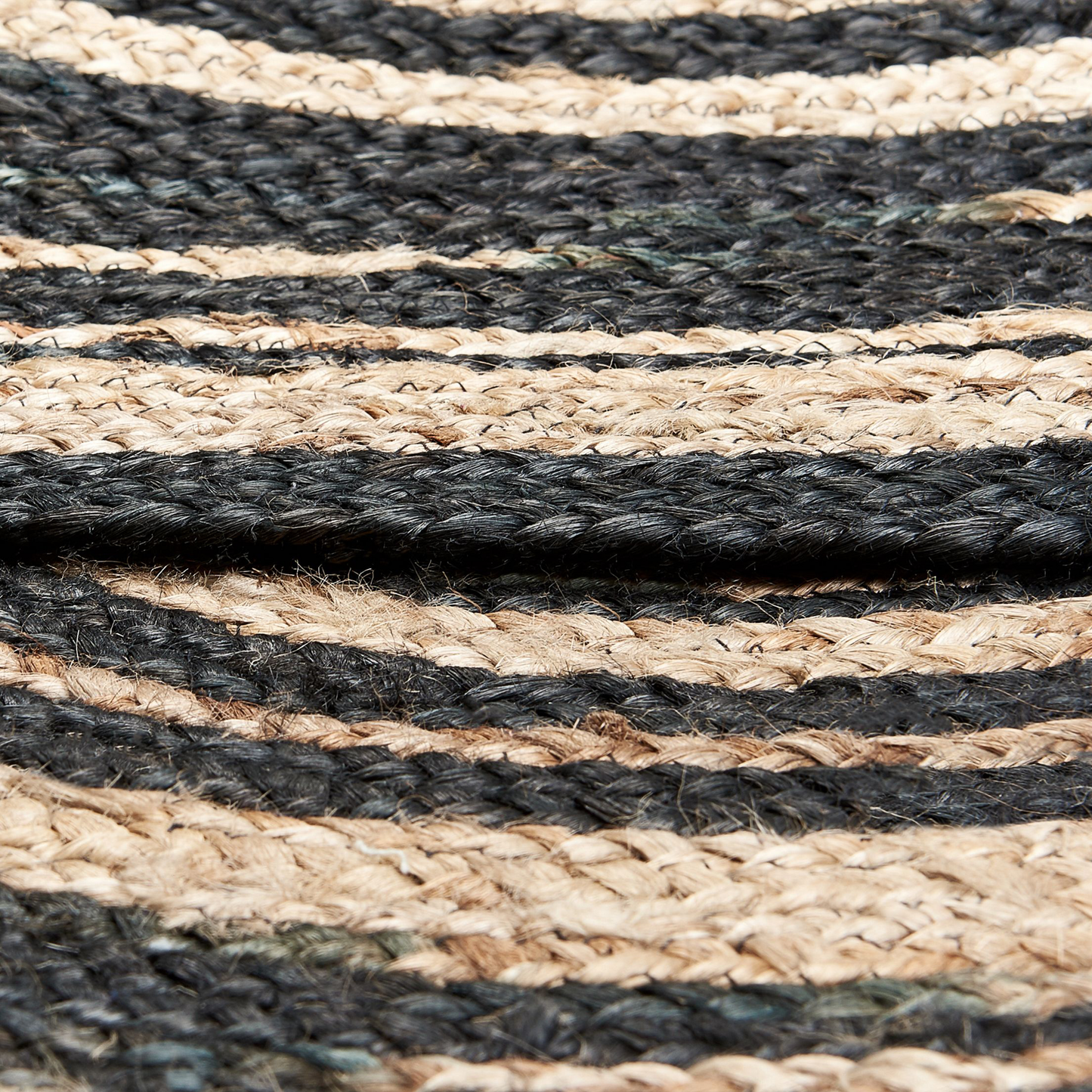 Teppich Jute beige-schwarz ⌀ 140 cm Kurzflor ARTORA