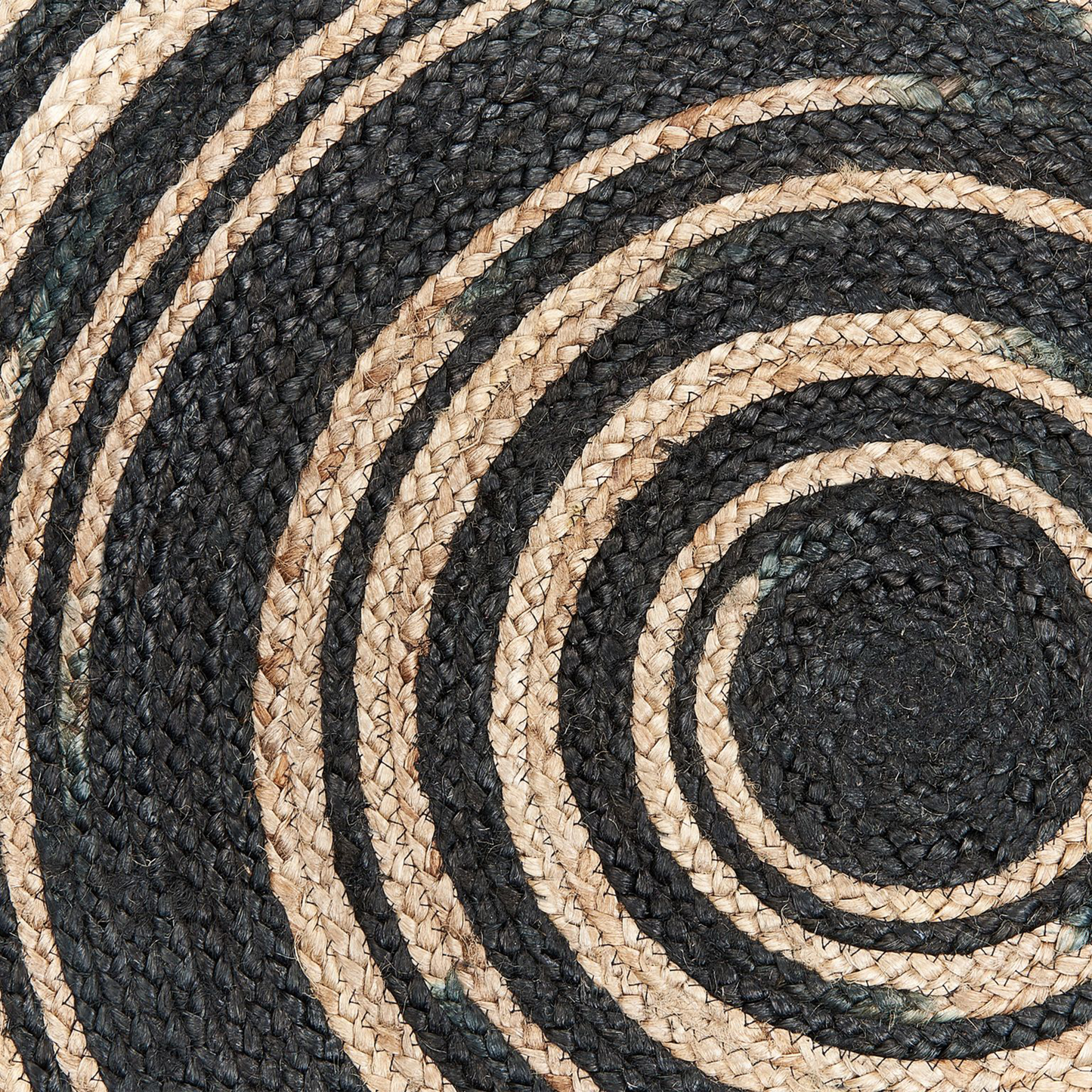 Teppich Jute beige-schwarz ⌀ 140 cm Kurzflor ARTORA