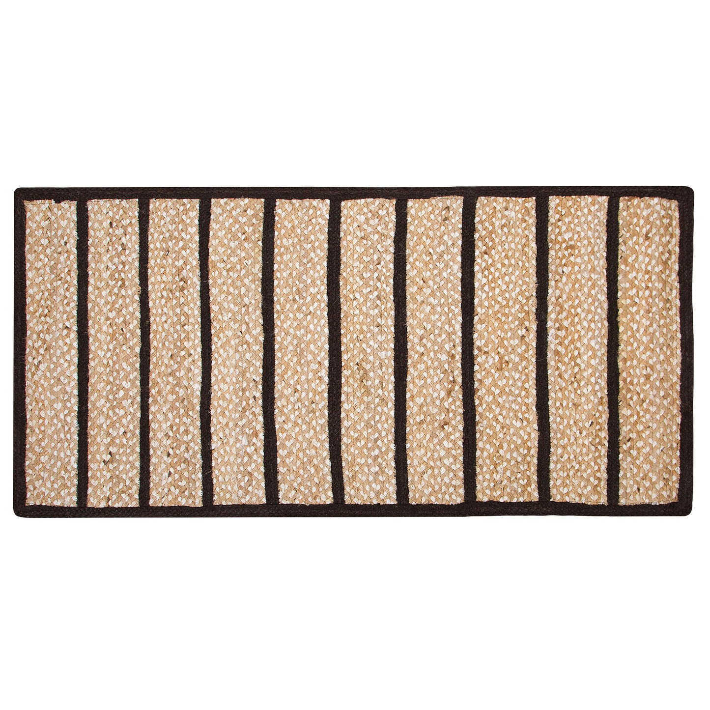 Teppich Jute-Baumwolle schwarz / beige 80 x 150 cm Kurzflor KARADONA