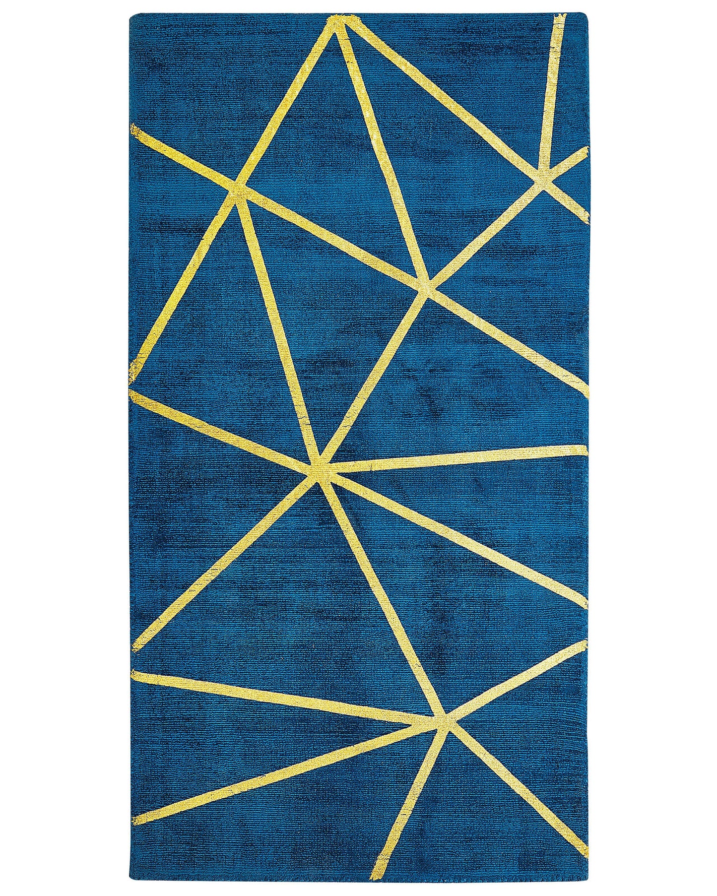 Teppich marineblau / gold 80 x 150 cm geometrisches Muster Kurzflor HAVZA