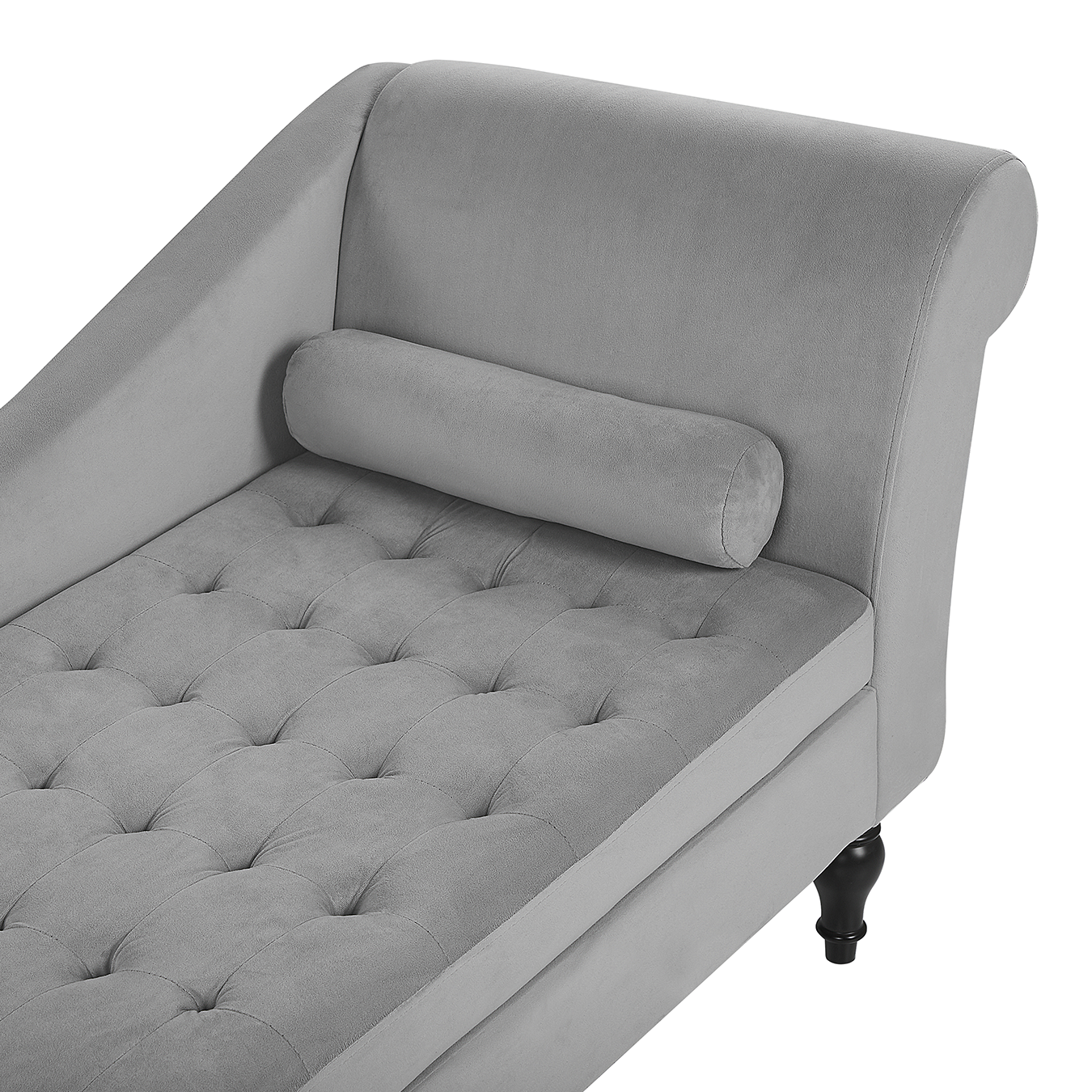Chaiselongue Samtstoff hellgrau mit Bettkasten rechtsseitig PESSAC II