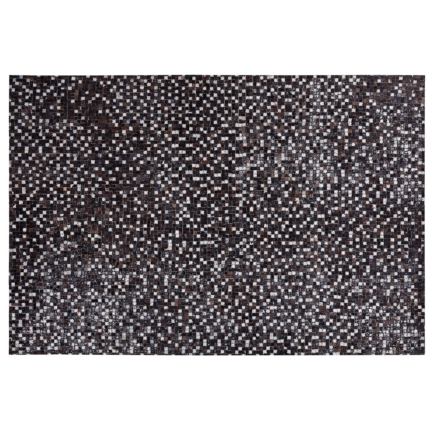 Teppich Kuhfell braun / silber 160 x 230 cm geometrisches Muster Kurzflor AKKESE