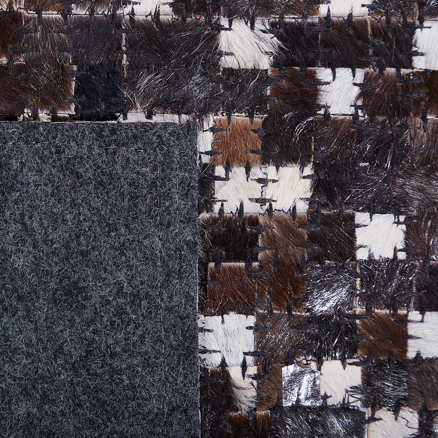 Teppich Kuhfell braun / silber 160 x 230 cm geometrisches Muster Kurzflor AKKESE