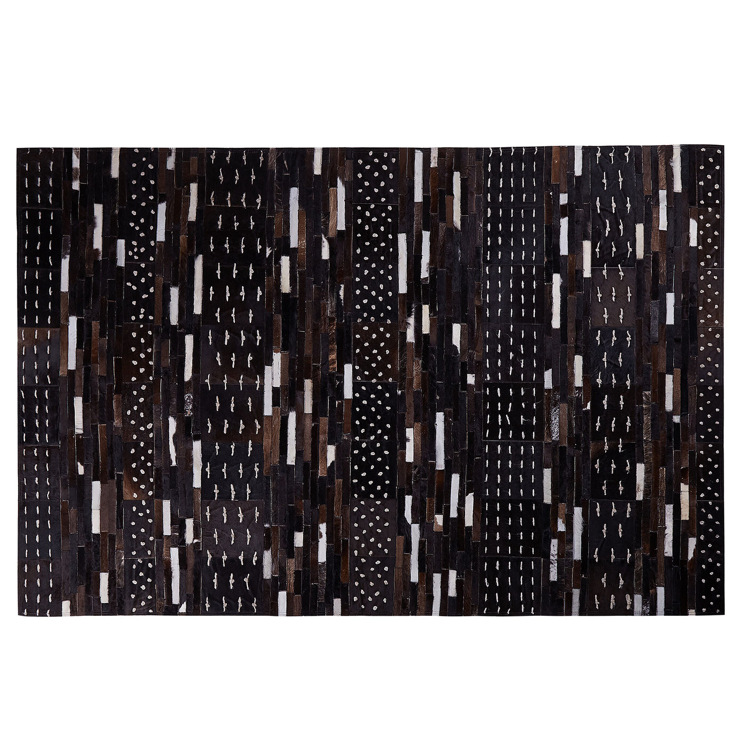 Teppich Kuhfell dunkelbraun 140 x 200 cm geometrisches Muster Kurzflor AKSEKI