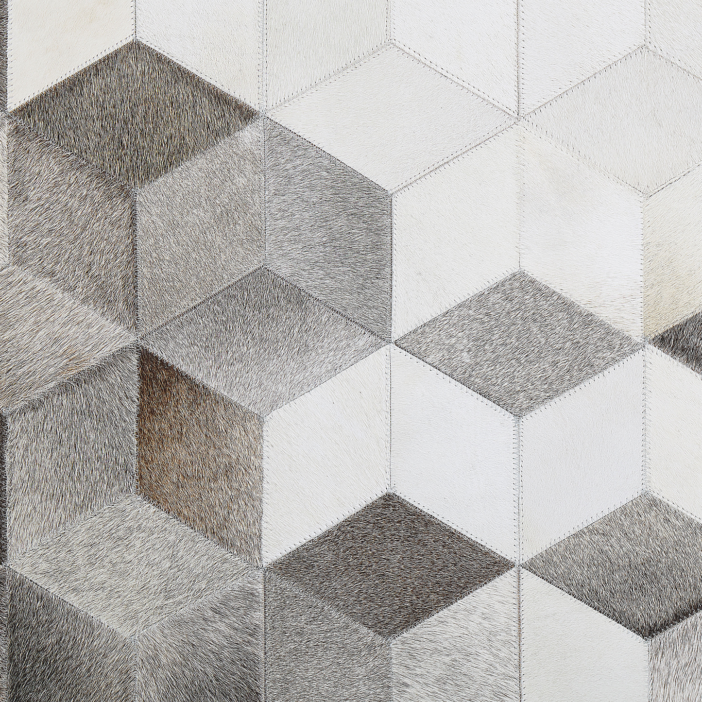 Teppich Kuhfell grau / weiss 140 x 200 cm geometrisches Muster Kurzflor SASON