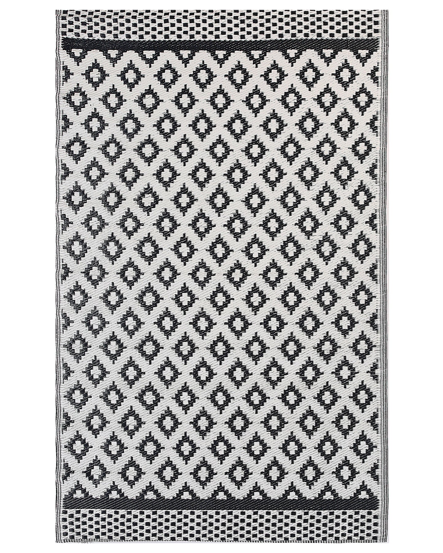Outdoor Teppich schwarz 120 x 180 cm geometrisches Muster Kurzflor THANE