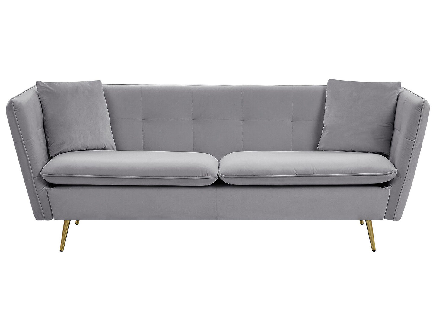 3-Sitzer Sofa Samtstoff grau mit goldenen Beinen FREDERICA