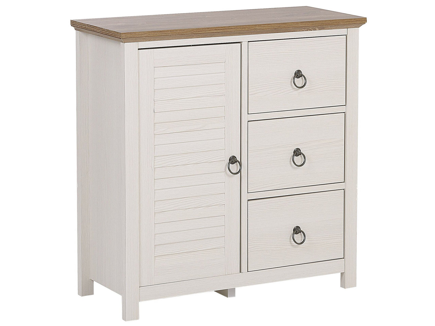 Sideboard beige / dunkler Holzfarbton 3 Schubladen Schrank KIRKLAND