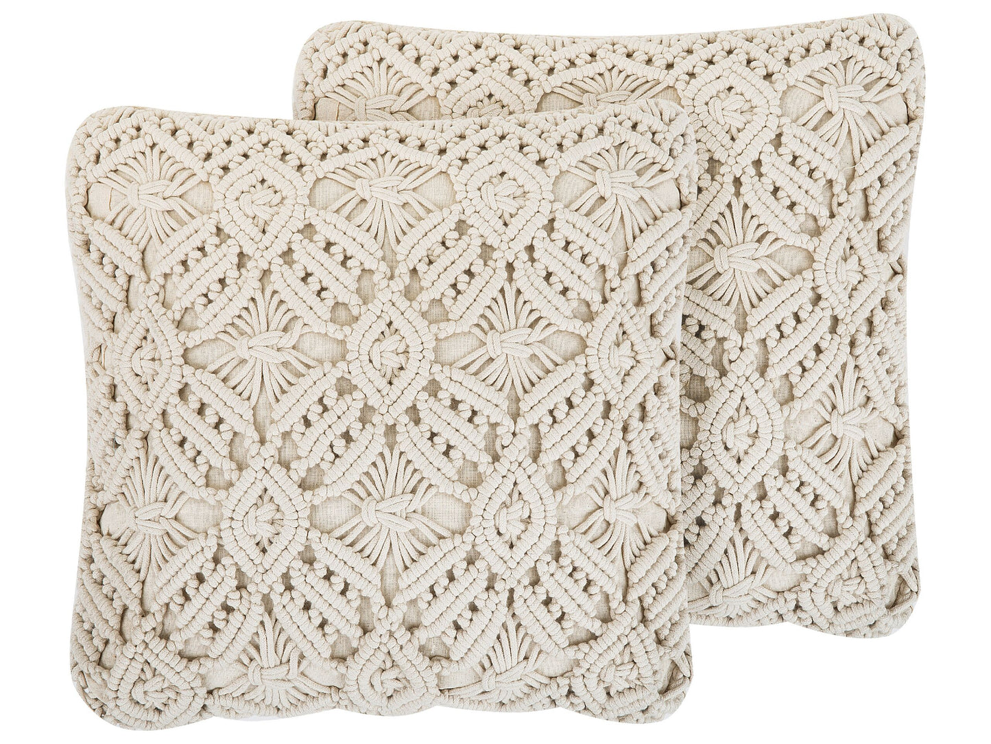 Dekokissen 2er Set ESENKOY Baumwolle 50 x 50 cm Hellbeige Geometrisches Muster