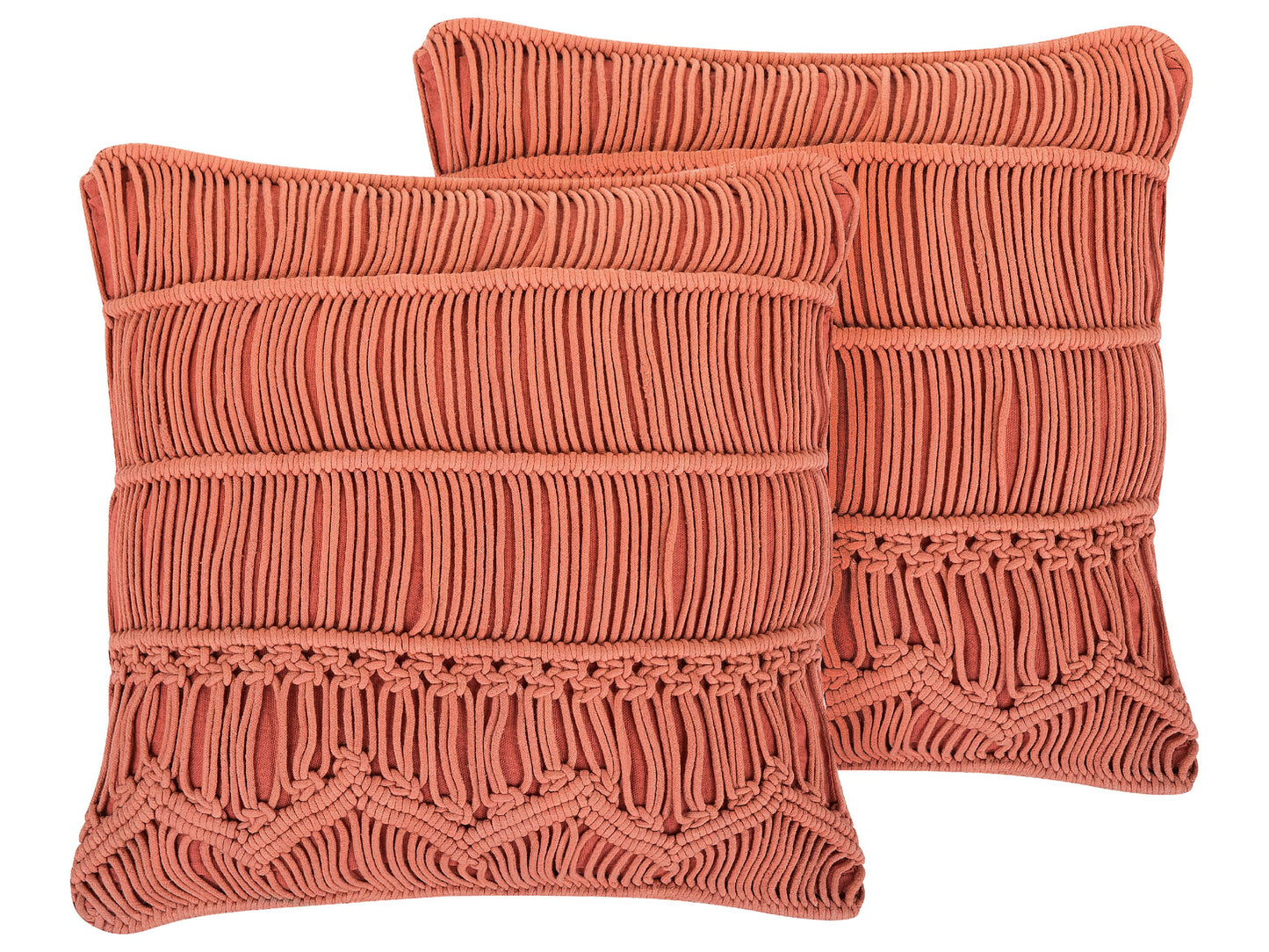 Dekokissen 2er Set AKKOY Baumwolle 45 x 45 cm Orange Geometrisches Muster