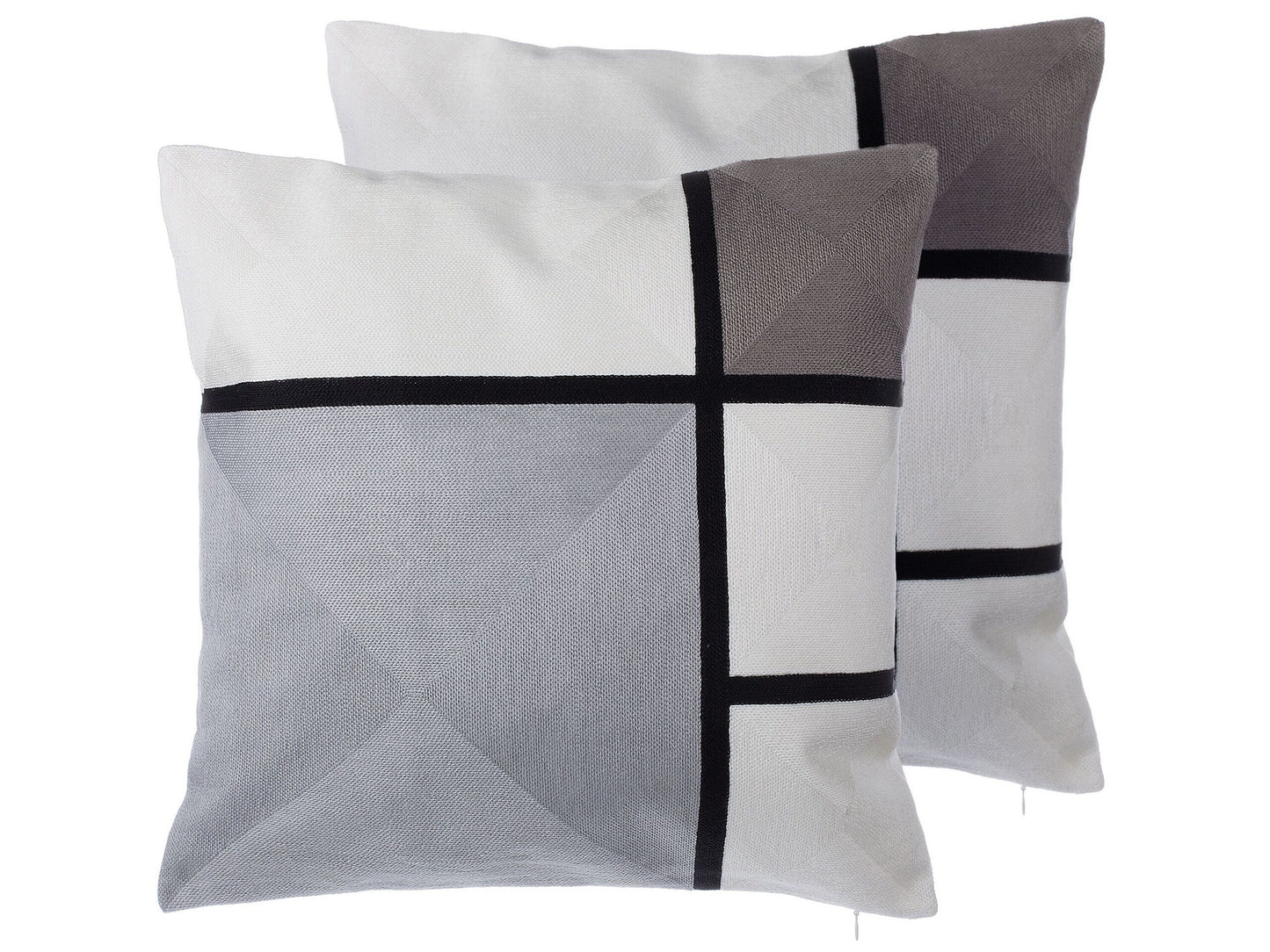 Dekokissen 2er Set WEDELIA Baumwolle 45 x 45 cm Grau Geometrisches Muster