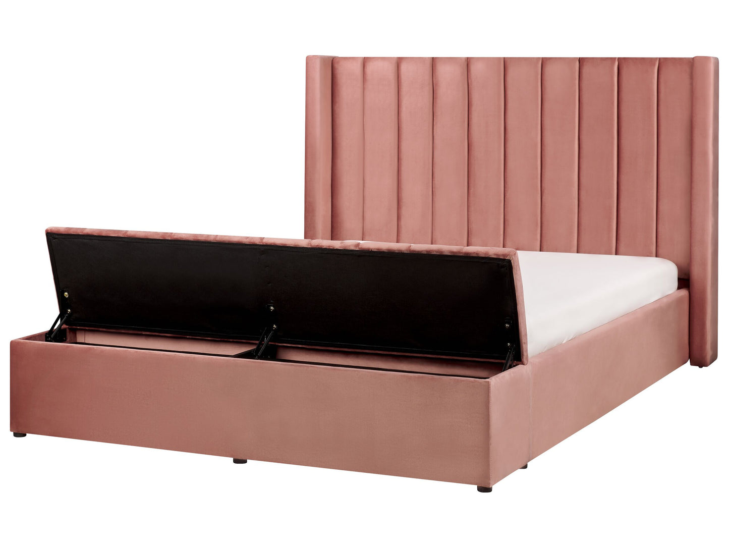 Bett mit Stauraumbank Samtstoff NOYERS 160 x 200 cm Rosa