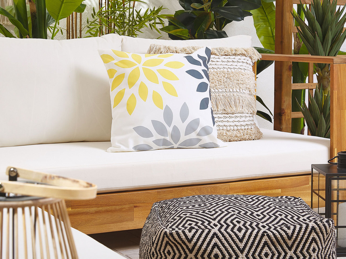 Gartenkissen 2er Set RIALE Blumenmuster 45 x 45 cm Bunt
