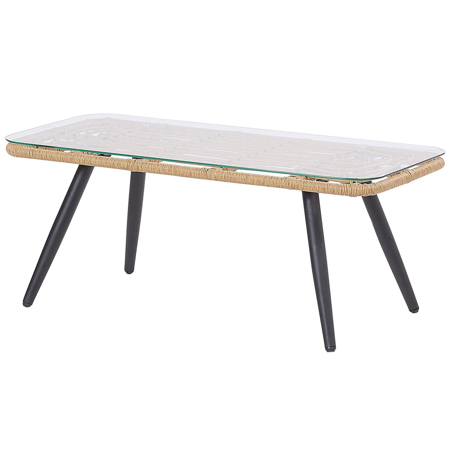 Lounge Set mit Tisch 4-Sitzer FOBELLO Polyrattan Beige
