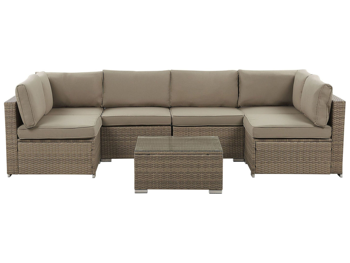 Garten Ecksofa mit Tisch 6-Sitzer BELVEDERE Polyrattan Braun