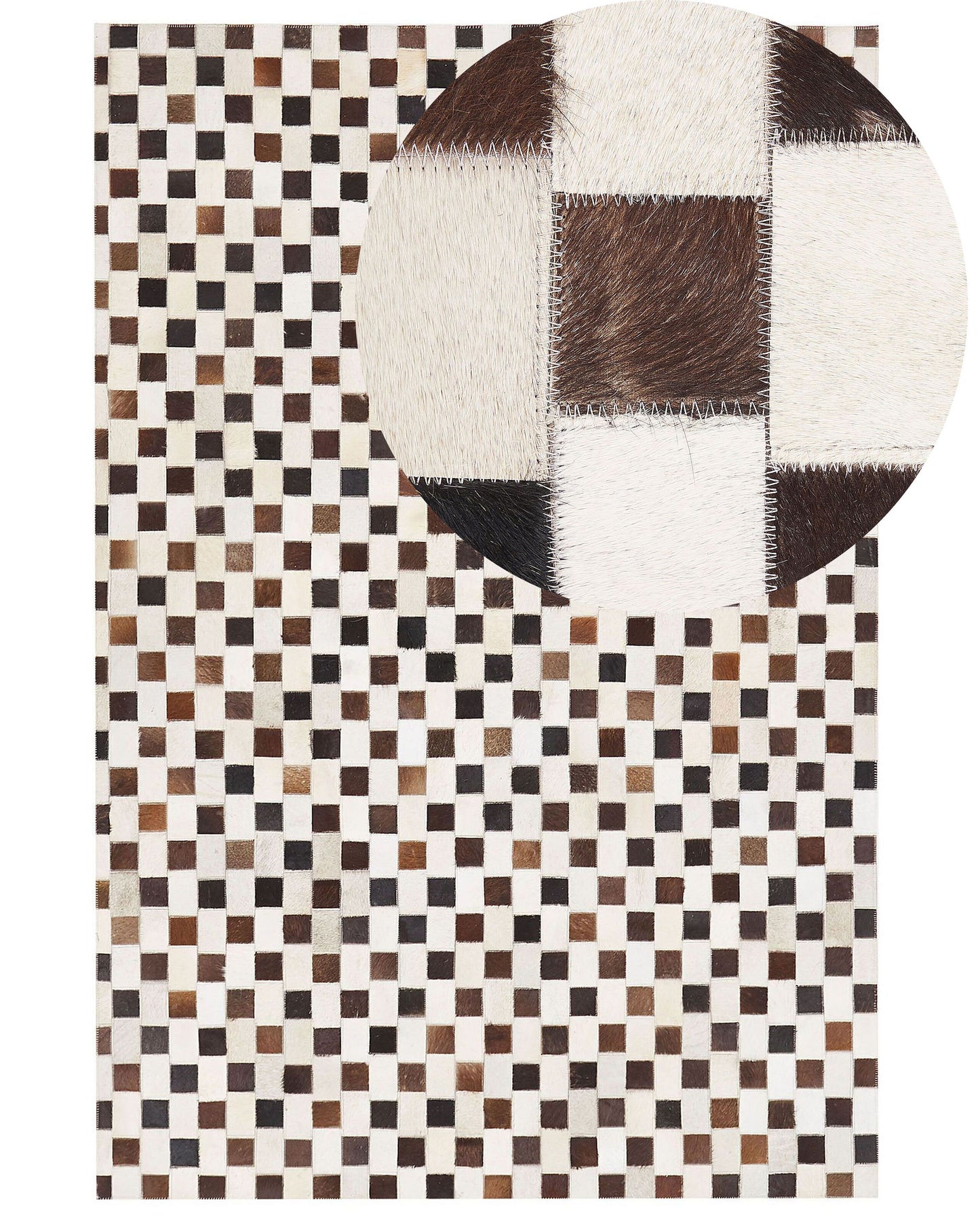 Teppich Kuhfell beige / braun 140 x 200 cm Patchwork Kurzflor KAYABEY