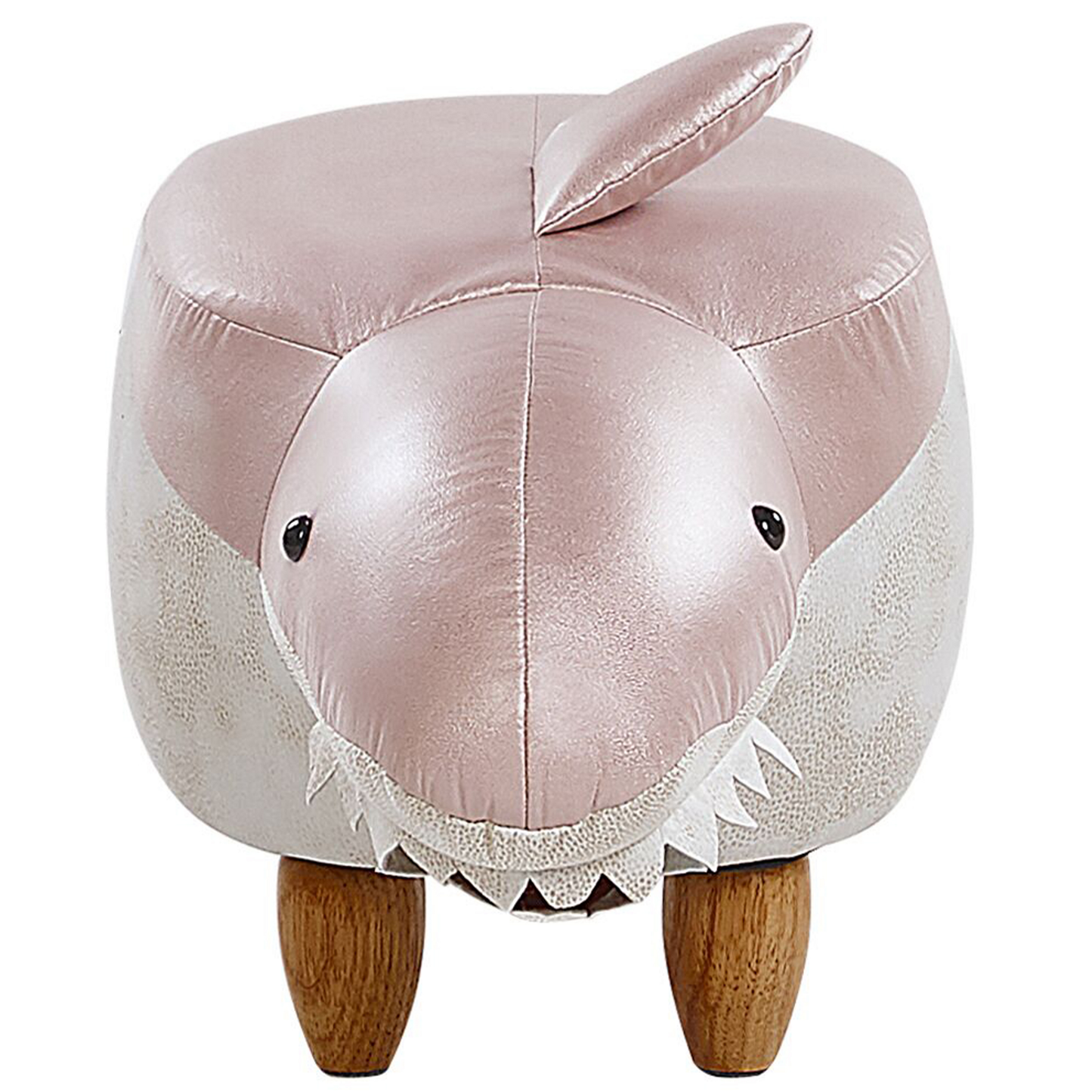 Hocker Kunstleder / Gummibaumholz rosa-weiss SHARK