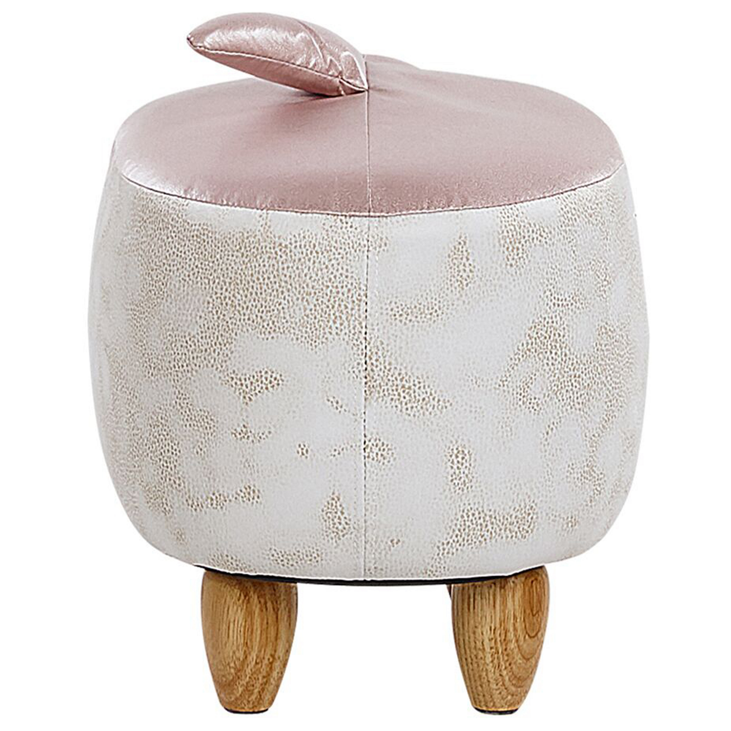 Hocker Kunstleder / Gummibaumholz rosa-weiss SHARK