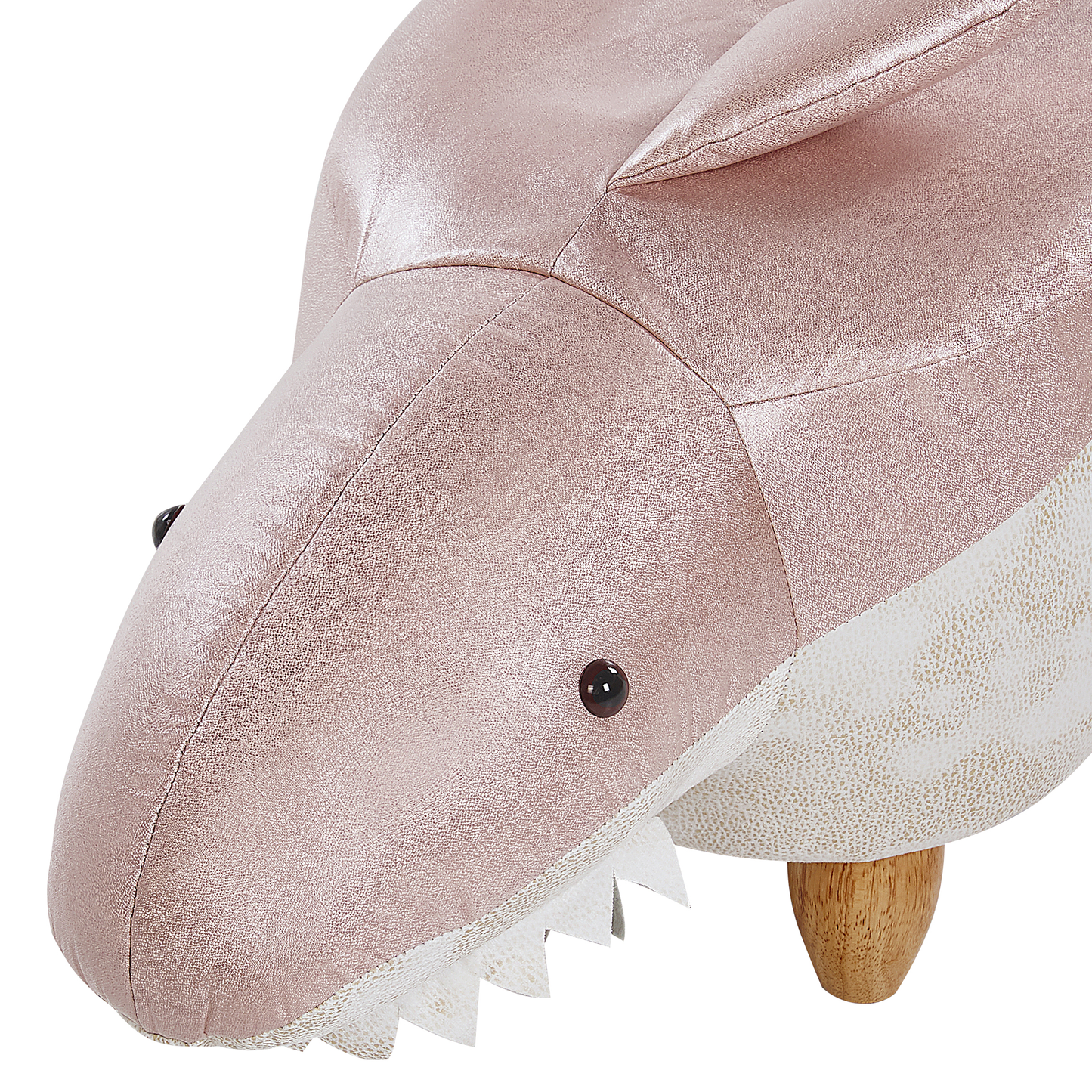 Hocker Kunstleder / Gummibaumholz rosa-weiss SHARK