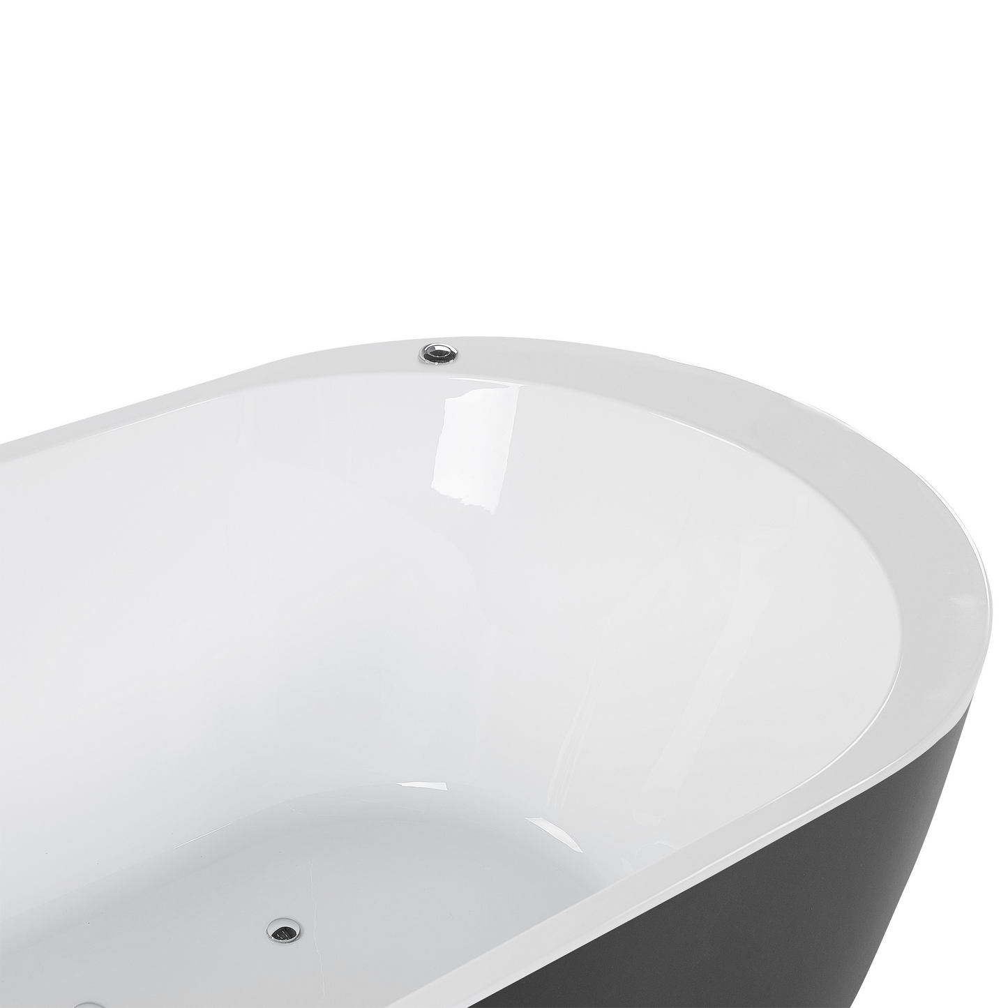 Whirlpool Badewanne freistehend schwarz mit LED 170 x 80 cm NEVIS