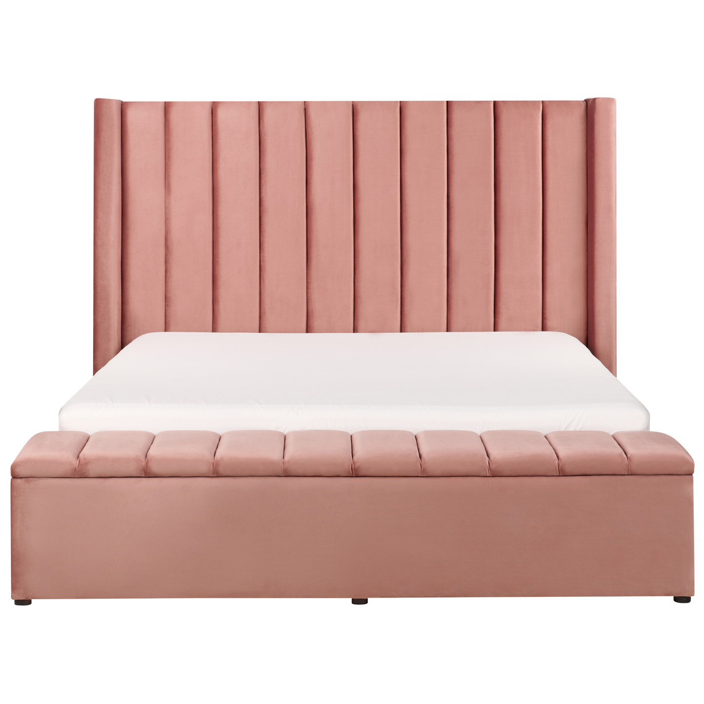 Bett mit Stauraumbank Samtstoff NOYERS 160 x 200 cm Rosa
