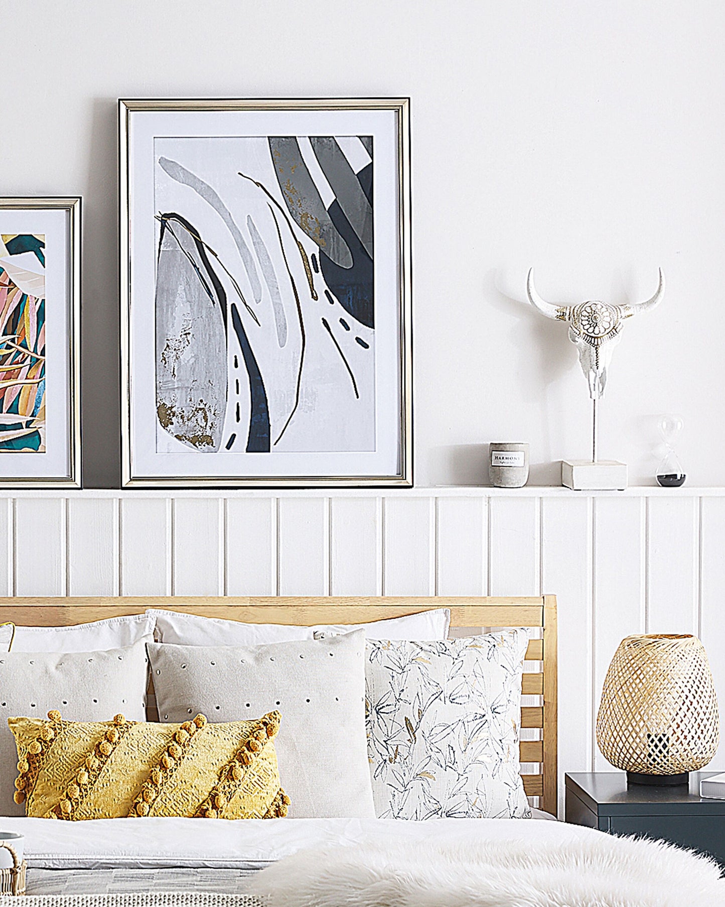 Wandbild mit Rahmen HIDMO Abstraktes Muster 60 x 80 cm Grau