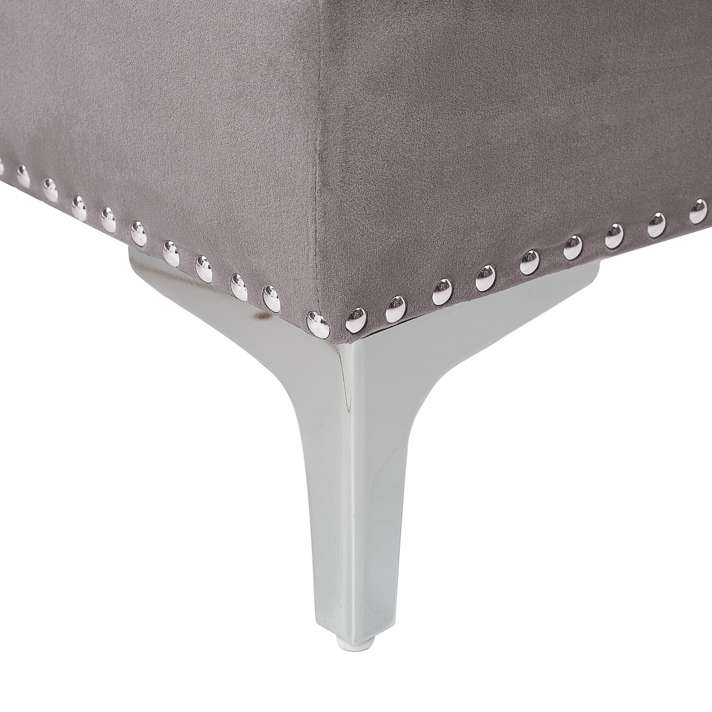 Ecksofa Samtstoff rechtsseitig grau Chesterfield-Design 3-Sitzer FLEN