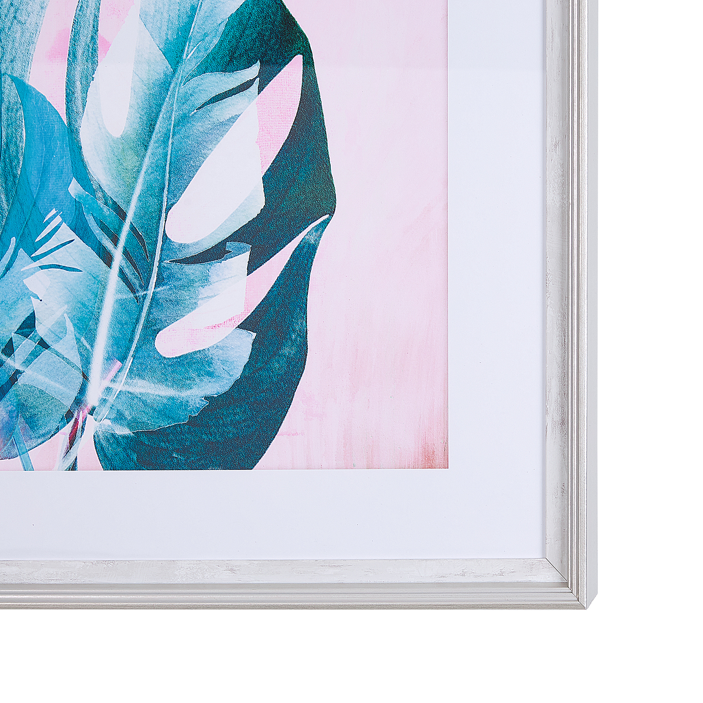 Wandbild mit Rahmen AGENA Blumenmuster 60 x 80 cm Blau
