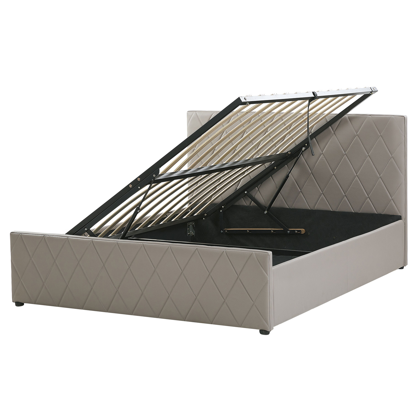 Bett mit Stauraum Kunstleder ROCHEFORT 160 x 200 cm Taupe