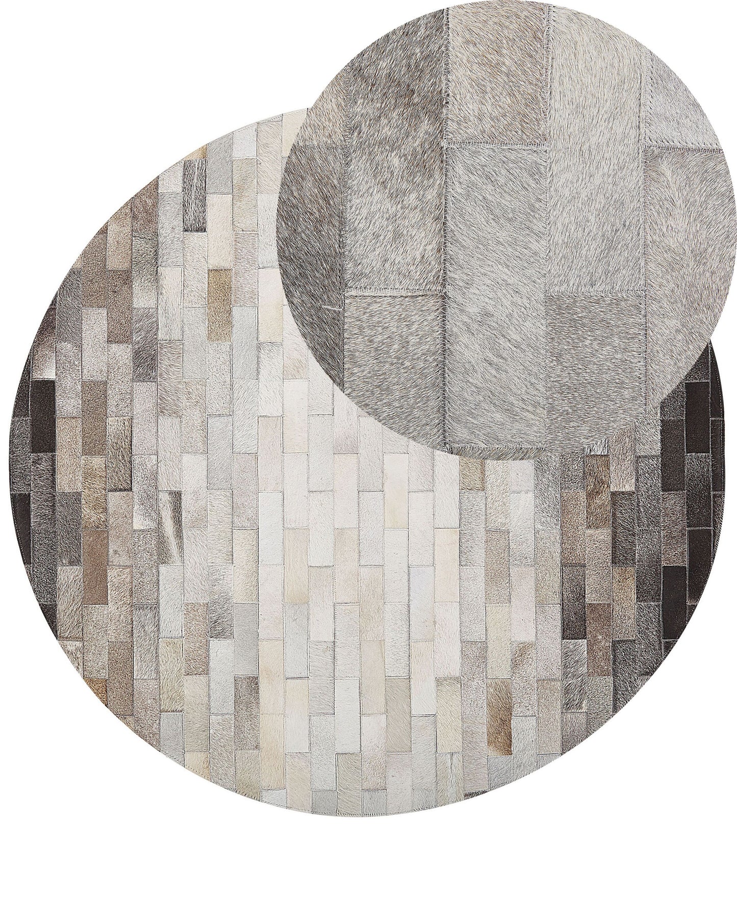 Teppich Kuhfell braun / beige ⌀ 140 cm Patchwork Kurzflor DUTLAR