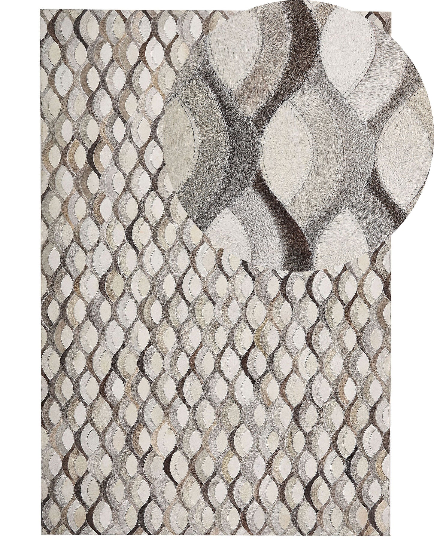 Teppich Kuhfell braun / beige 140 x 200 cm Patchwork Kurzflor KIRCA