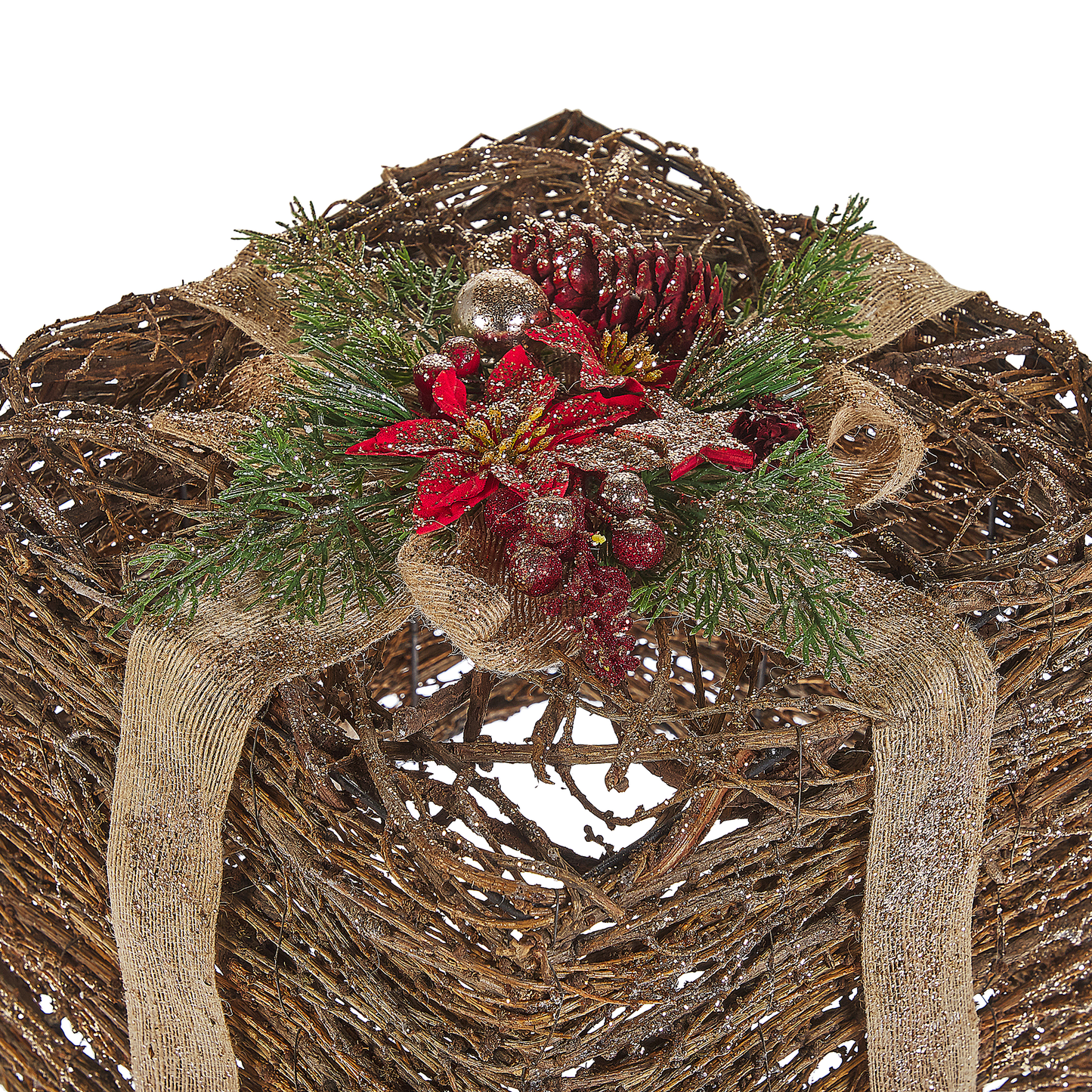 Weihnachtsdeko Rattan rot Geschenk 2er Set INARI