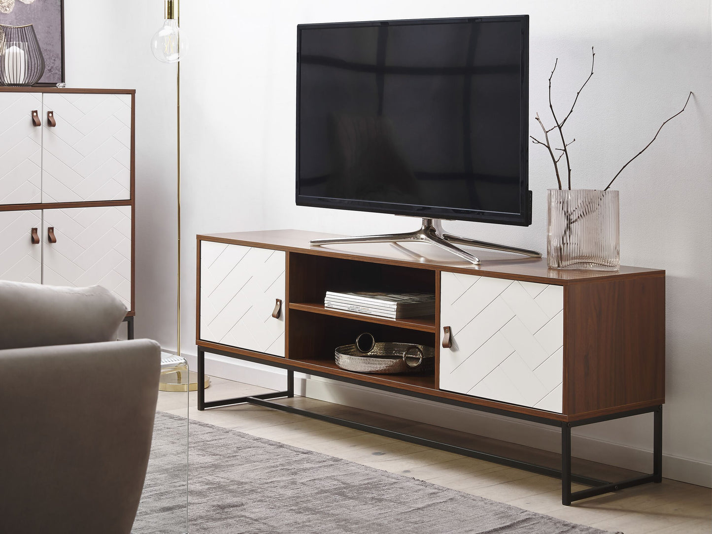 TV-Möbel NUEVA Dunkelbraun / Weiss