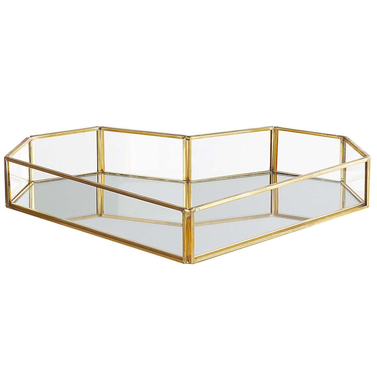 Dekotablett Glas gold Herzform Spiegeleffekt PONTIVY