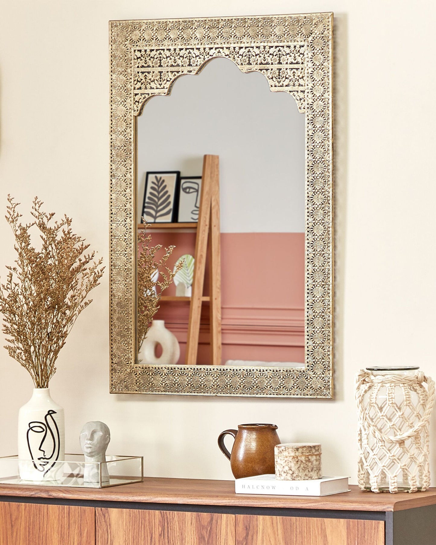 Wandspiegel PALI 60 cm 90 cm Metall Gold