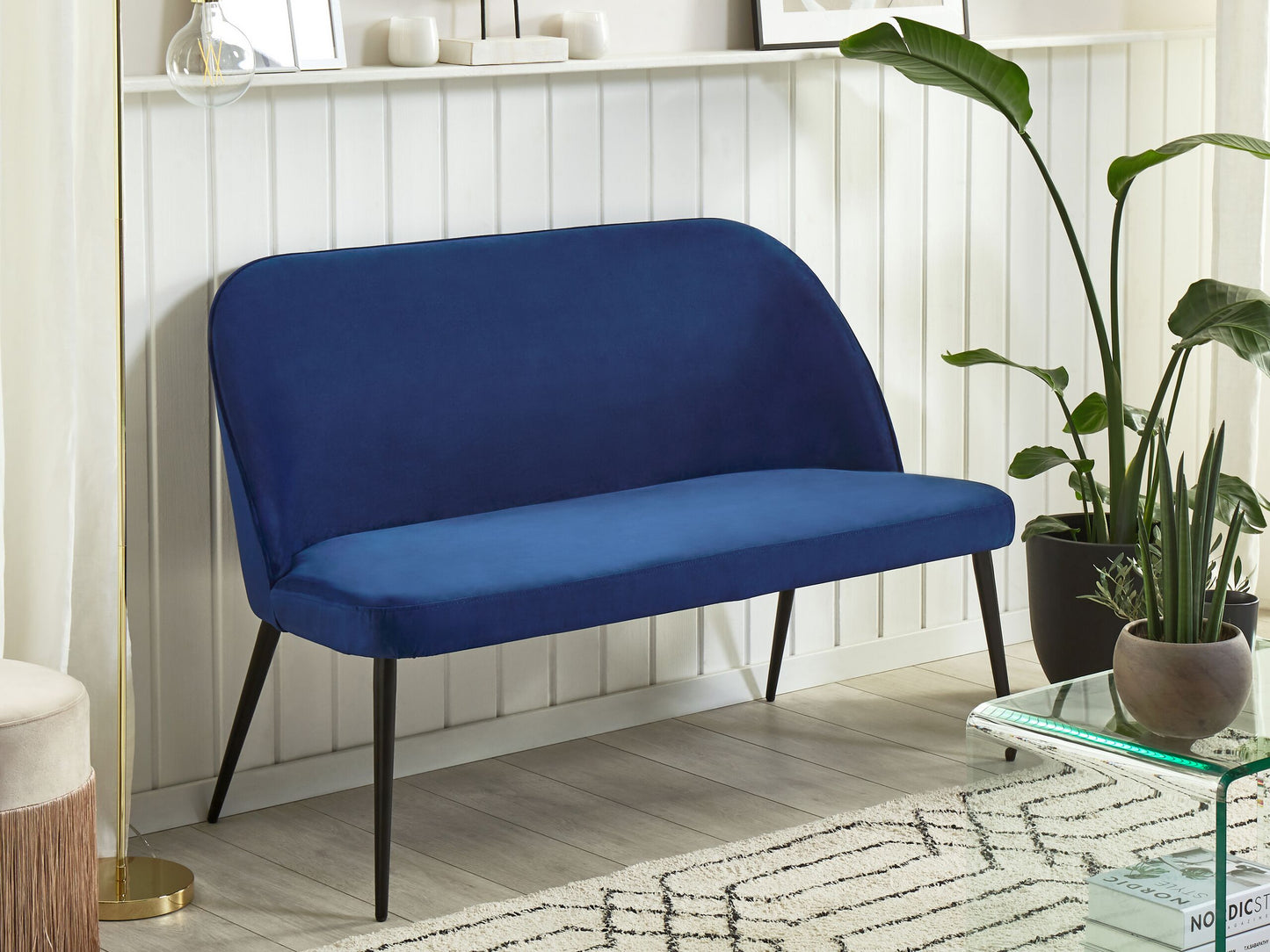 2-Sitzer Küchensofa Samtstoff marineblau / schwarz OSBY