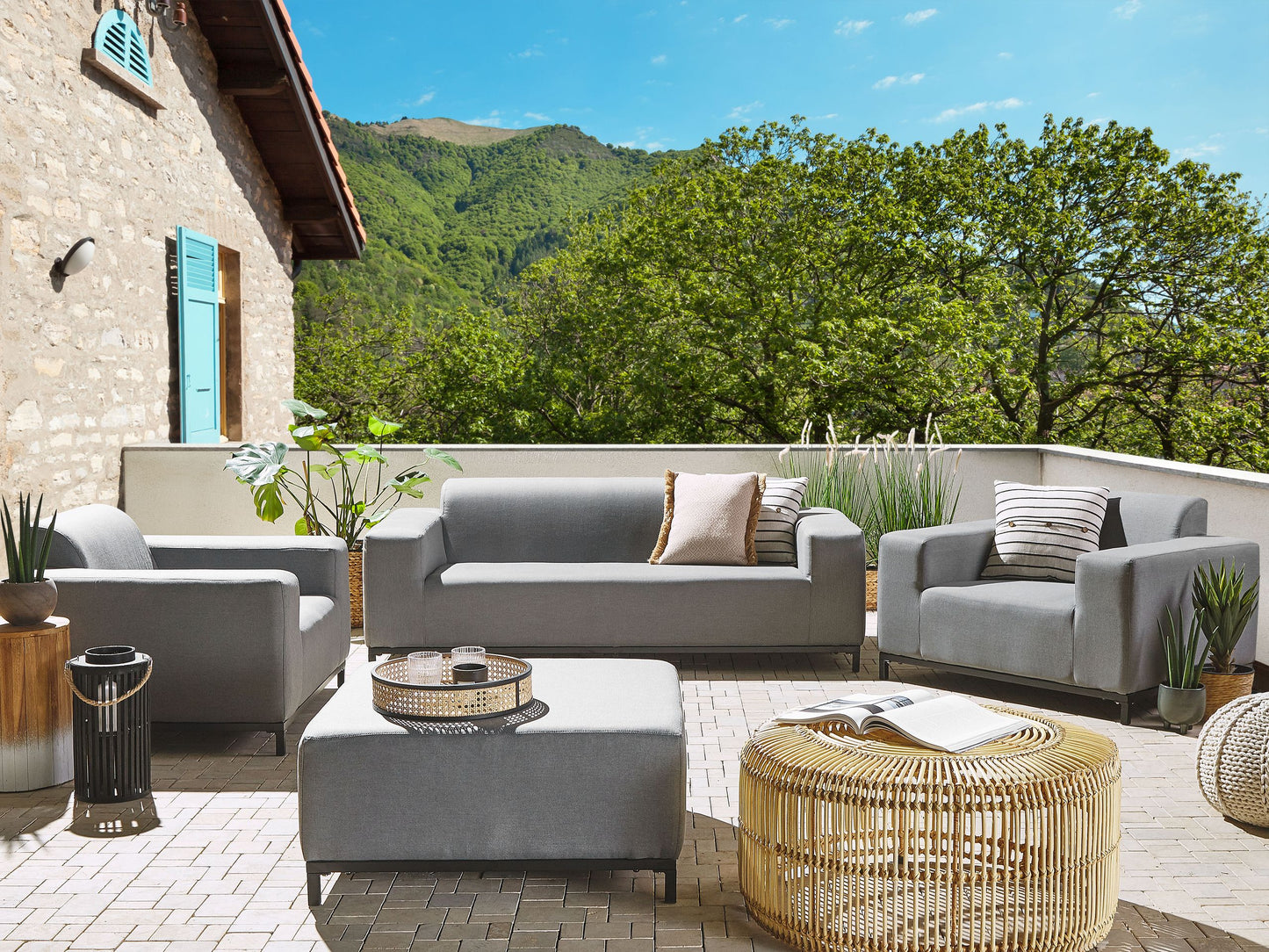 Lounge Set mit Tisch 5-Sitzer ROVIGO Grau