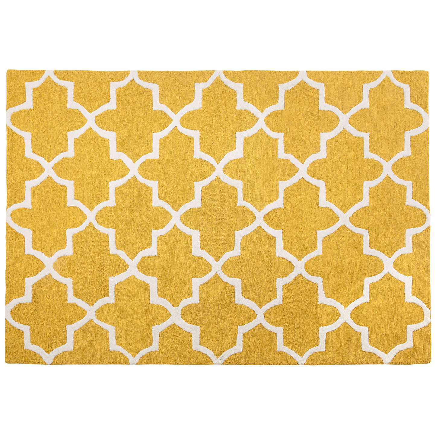 Teppich Wolle gelb 160 x 230 cm marokkanisches Muster Kurzflor SILVAN