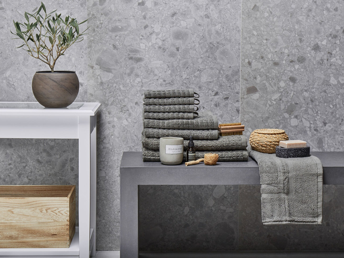 Handtücher 9er Set ATAI Baumwolle Grau