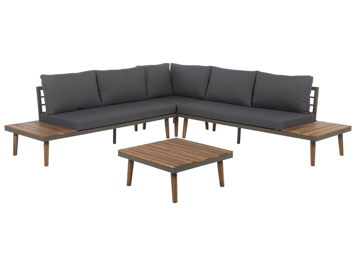 Garten Ecksofa mit Tisch 5-Sitzer CORATO Akazienholz Grau