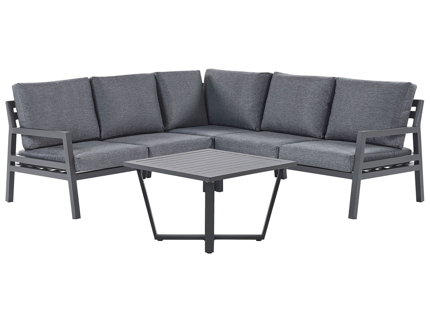 Garten Ecksofa mit Tisch 5-Sitzer VIZZINI Metall Grau