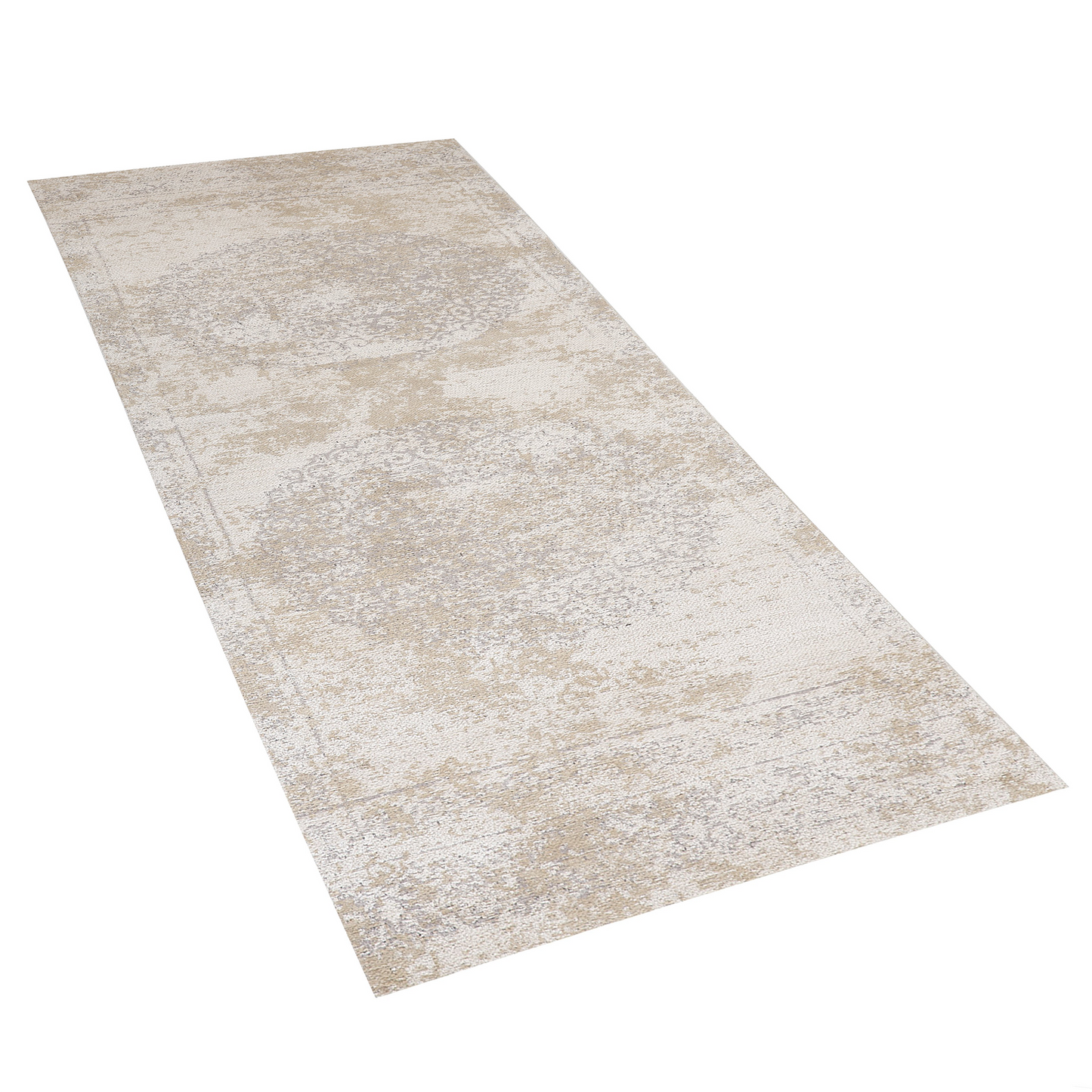 Teppich Baumwolle beige 60 x 180 cm orientalisches Muster Kurzflor BEYKOZ