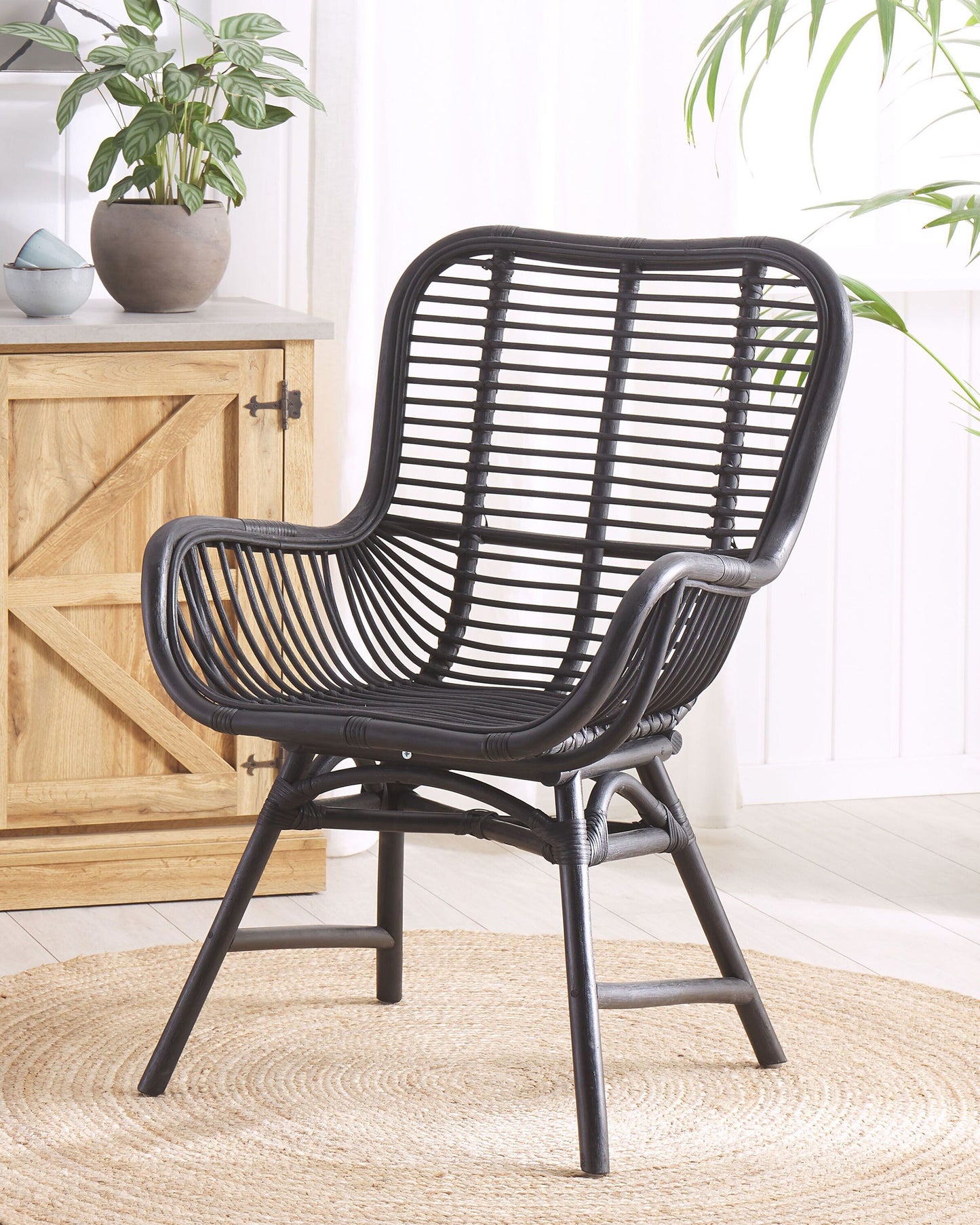 Esszimmerstuhl TOGO Rattan Schwarz