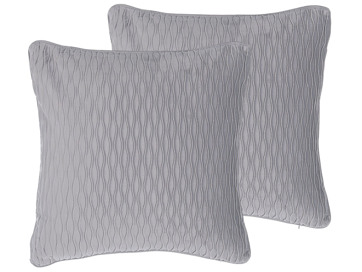 Dekokissen 2er Set MOTARI Samtstoff 45 x 45 cm Grau Geometrisches Muster