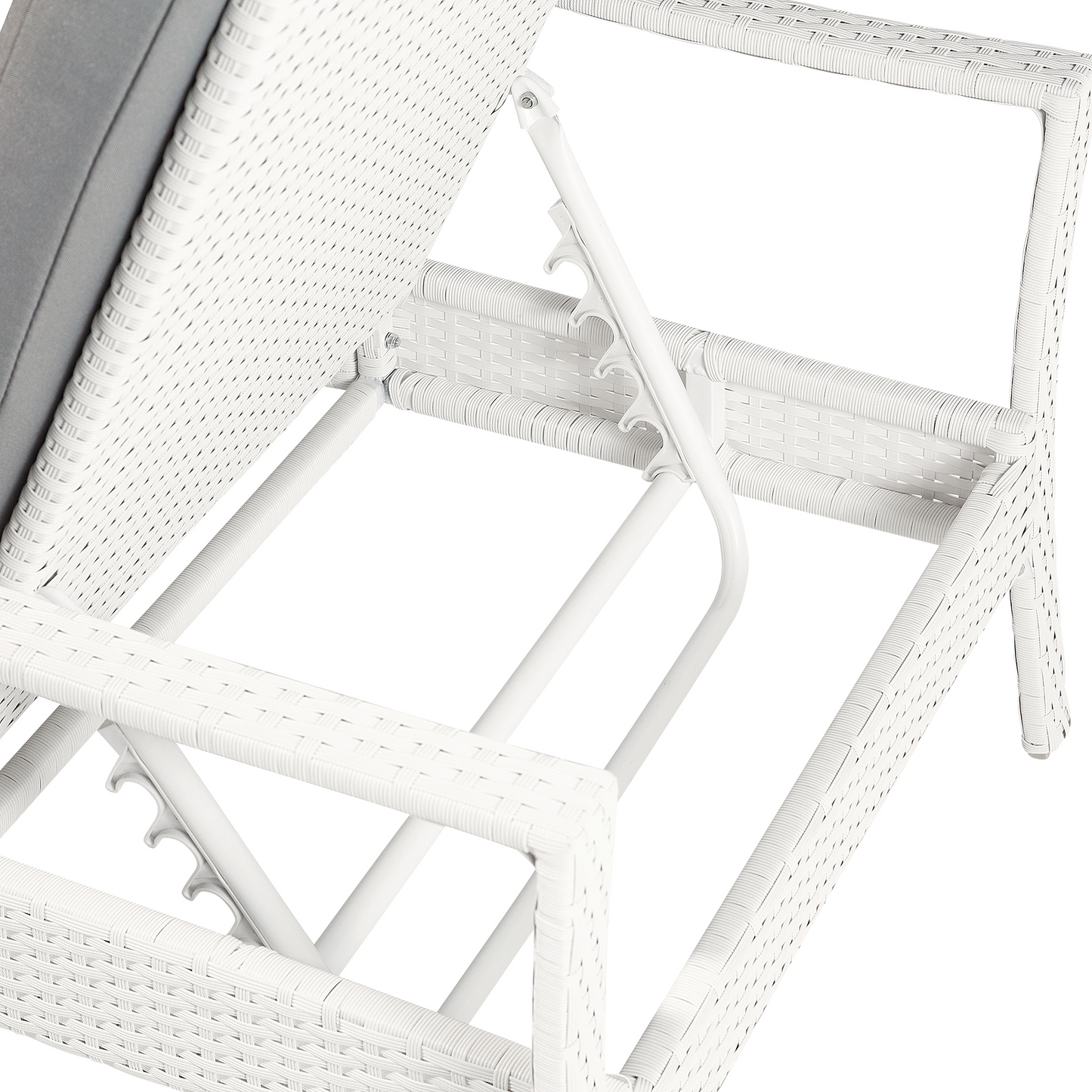 Gartenliege Rattan weiss Auflage grau VASTO