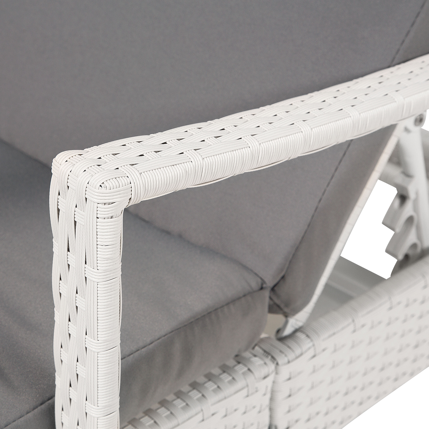 Gartenliege Rattan weiss Auflage grau VASTO