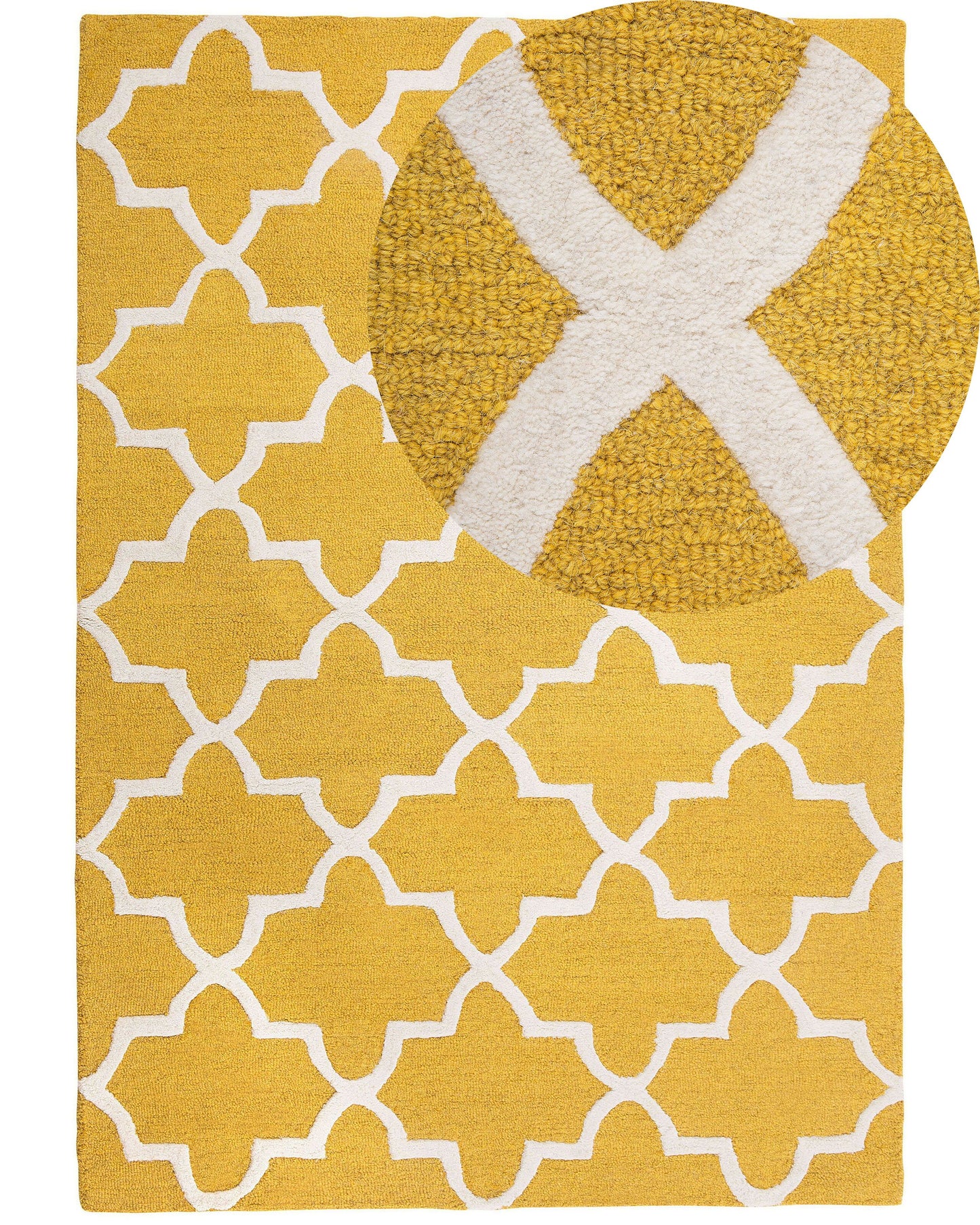 Teppich Wolle gelb 160 x 230 cm marokkanisches Muster Kurzflor SILVAN